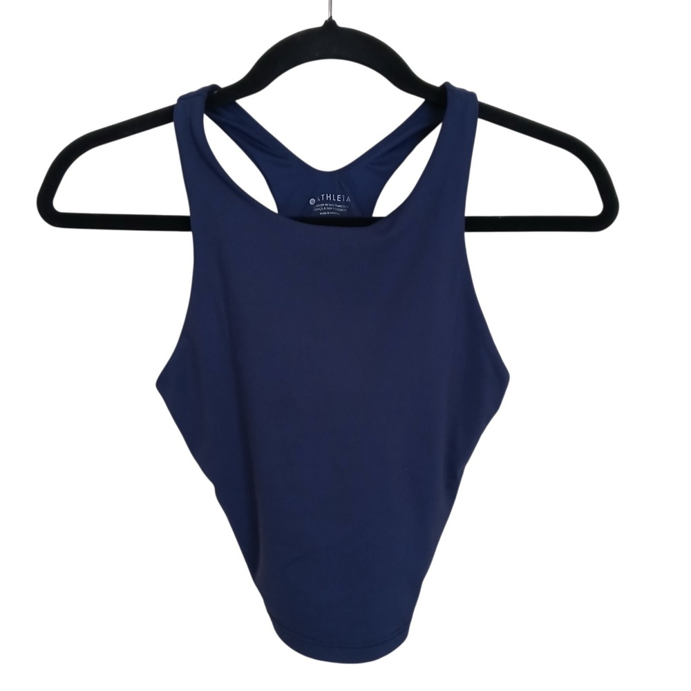 ATHLETA Blue Crop Top Tank Women's Small P Conscious Sports Bra Double Lined